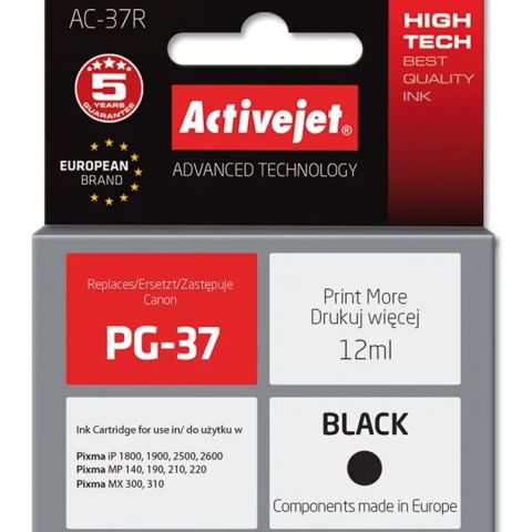 Activejet AC-37R Ink cartridge (replacement for Canon PG-37; Premium; 12 ml; black)