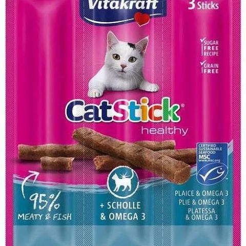 VITAKRAFT CatStick Mini with flounder and Omega-3 - cat treats - 3 pcs