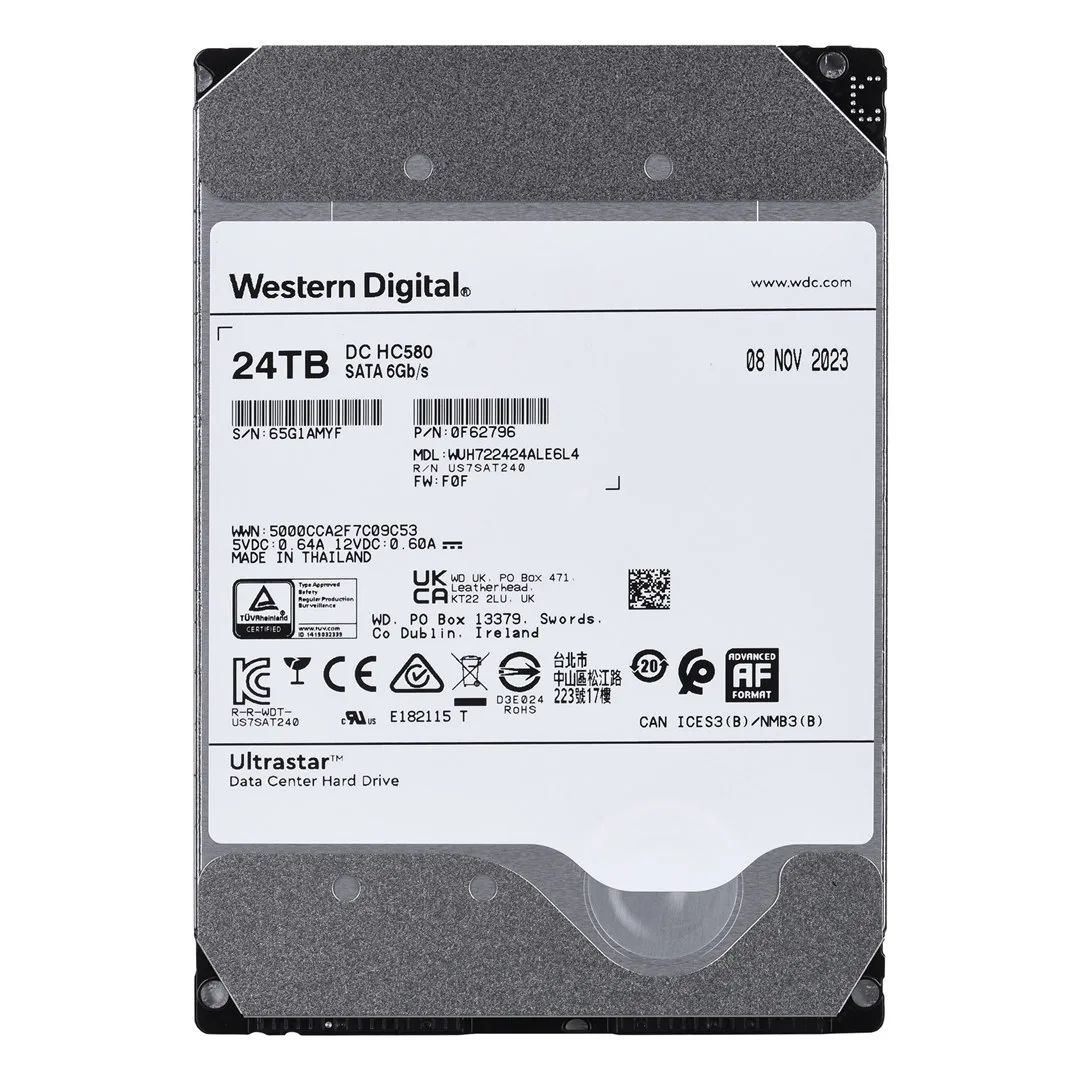HDD|WESTERN DIGITAL ULTRASTAR|Ultrastar DC HC580|24TB|SATA|512 MB|7200 rpm|3,5"|0F62796