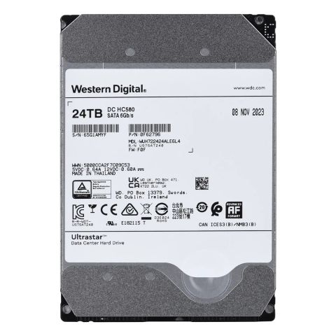 HDD|WESTERN DIGITAL ULTRASTAR|Ultrastar DC HC580|24TB|SATA|512 MB|7200 rpm|3,5"|0F62796