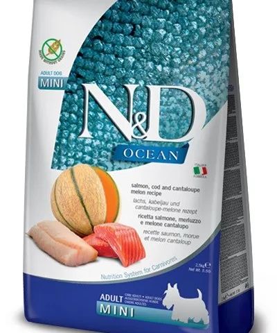 FARMINA N&D Ocean Dog Salmon, Cod, Cantaloupe, Melon Adult Mini - dry dog food - 2.5 kg