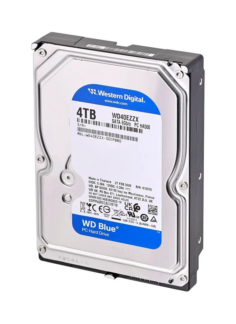 HDD|WESTERN DIGITAL|Blue| 4 TB|Serial ATA III|Buffer 128 MB|5400 RPM|3.5 "|WD40EZZX