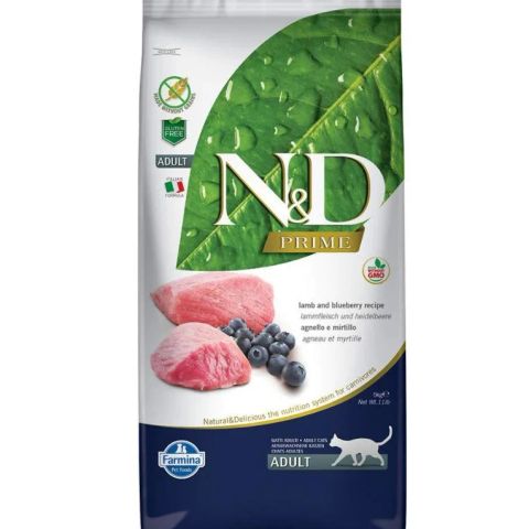 FARMINA N&D Prime Lamb and Blueberry Adult - dry cat food - 5 kg