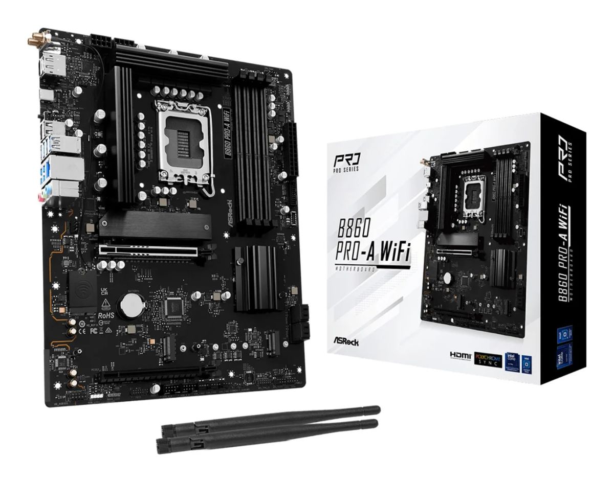 Mainboard|ASROCK|Intel B860 Express|LGA1851|ATX|Memory DDR5|Memory slots 4|1xPCI-Express 4.0 16x|1xPCI-Express 5.0 16x|1xM.2|1xHDMI|1xDisplayPort|1xAudio-In|1xAudio-Out|1xMicrophone|2xUSB 2.0|6xUSB 3.2|1xUSB-C|1xRJ45|B860PRO-AWIFI