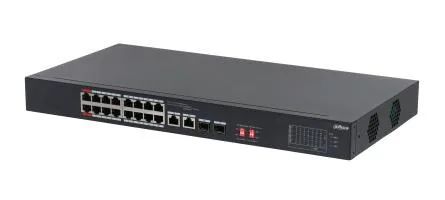 Switch|DAHUA|S3218-16ET-135|Switch type Unmanaged|Switch layer L2|Rack mounting Yes|Stackable Yes|Form factor 1U|16xRJ-45 ports|RJ-45 Ports Type Gigabit Ethernet (10/100/1000)|2xSFP module slots quantity|Power over Ethernet (PoE) Yes|2xPower over Et…