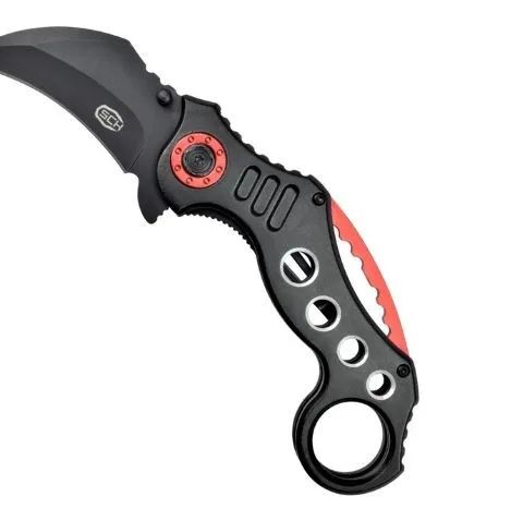SCK Steel Claw Knives Karambit K29 knife, black and red