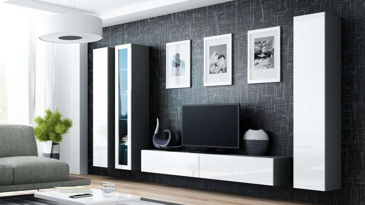 Cama Living room cabinet set VIGO 2 grey/white gloss