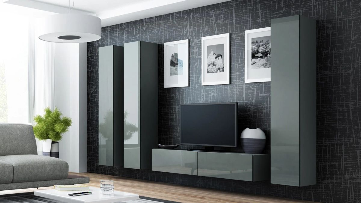 Cama Living room cabinet set VIGO 14 grey/grey gloss