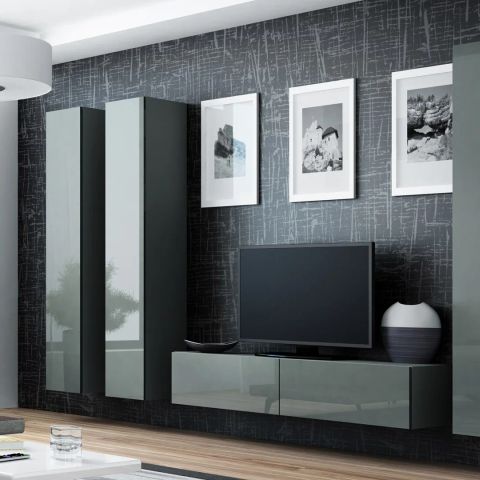 Cama Living room cabinet set VIGO 14 grey/grey gloss