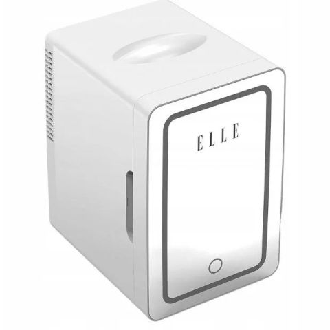 ELLE 6L white mini fridge with LED make-up mirror