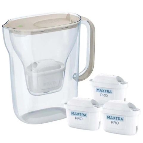Brita Style Essential filter jug + 3 Maxtra Pro Pure Performance filter cartridges (sand-coloured)