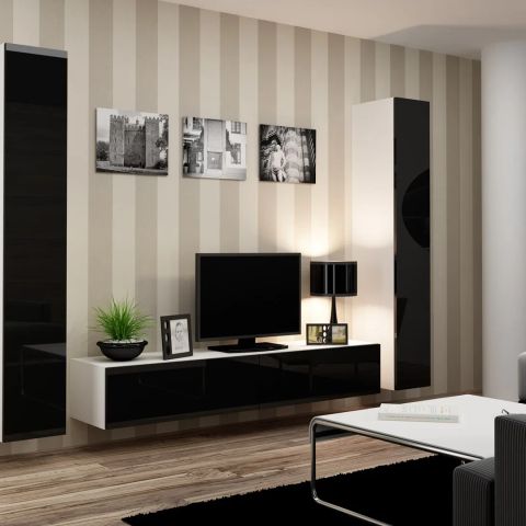 Cama Living room cabinet set VIGO 4 white/black gloss