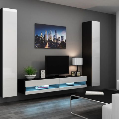 Cama Living room cabinet set VIGO NEW 4 black/white gloss