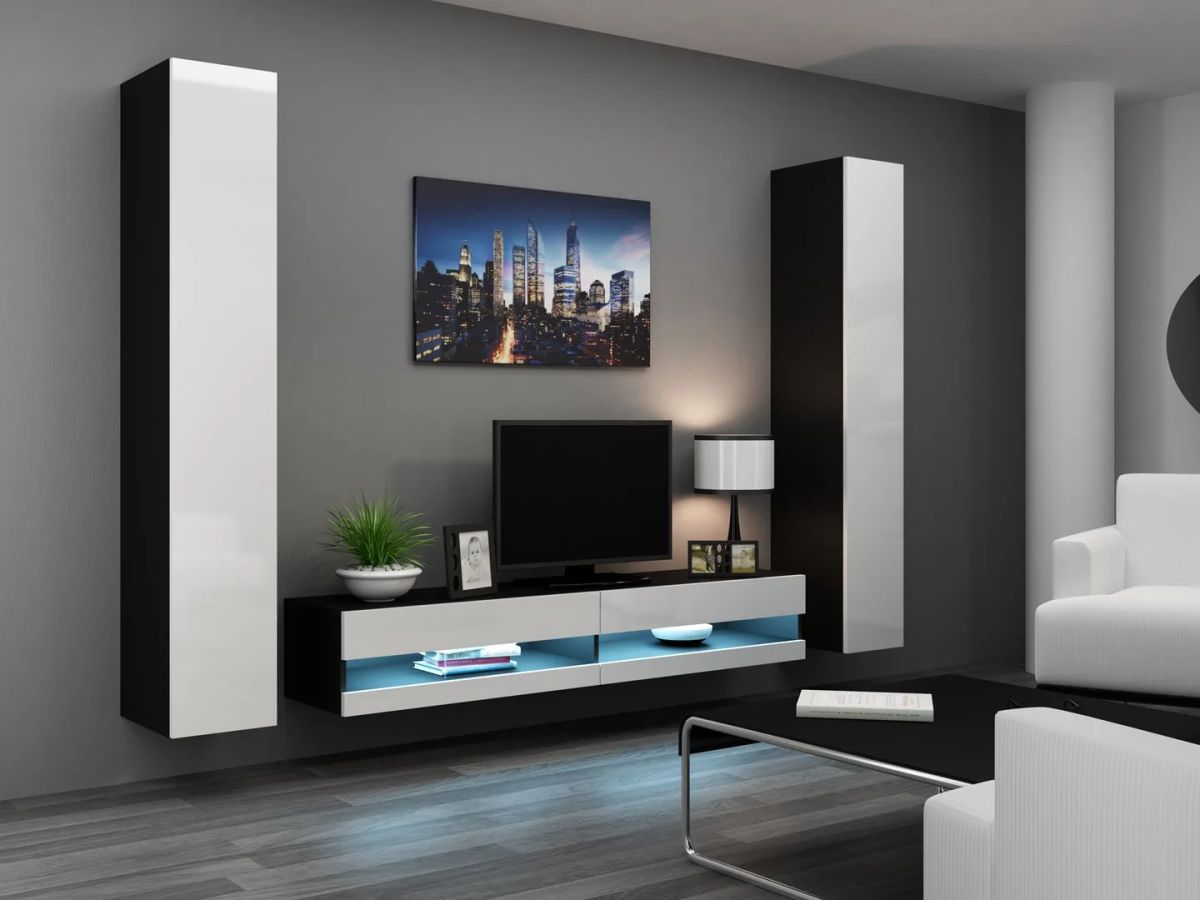 Cama Living room cabinet set VIGO NEW 4 black/white gloss