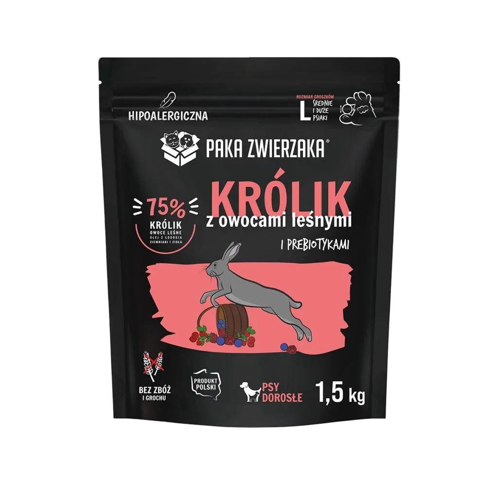 PAKA ZWIERZAKA Rabbit with forest fruits L – dry dog food – 1.5kg