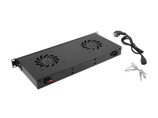 Lanberg 19" fan unit/ventilation panel with LCD 2 fans + thermostat 230V | AK-1502-B | Black