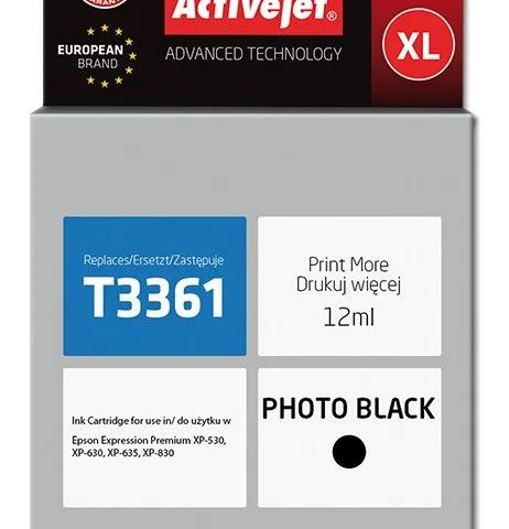 Activejet AE-33PBNX Ink (replacement for Epson 33XL T3361; Supreme; 12 ml; photo black)