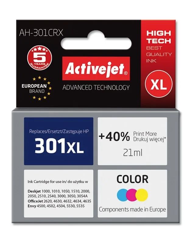 Activejet AH-301CRX Ink (HP 301XL CH564EE compatible; Premium; 21 ml; color)