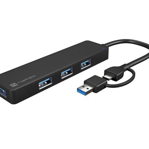 NATEC HUB USB-C 3.0 MAYFLY 4-PORTS + USB-A ADAPTER
