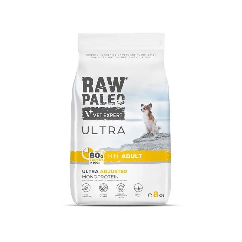 VETEXPERT Raw Paleo Ultra Mini Adult Turkey - dry dog ​​food - 8 kg
