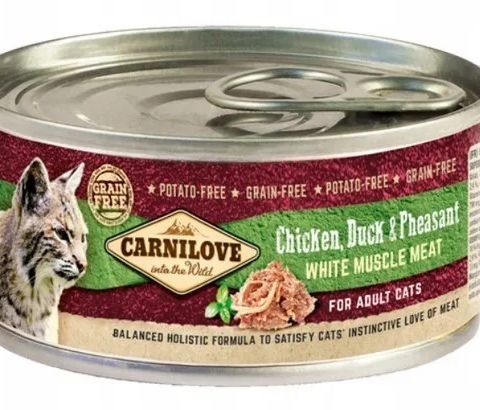 CARNILOVE Cat Chicken, Duck & Pheasant White Muscle Meat – wet food for cats – 100 g
