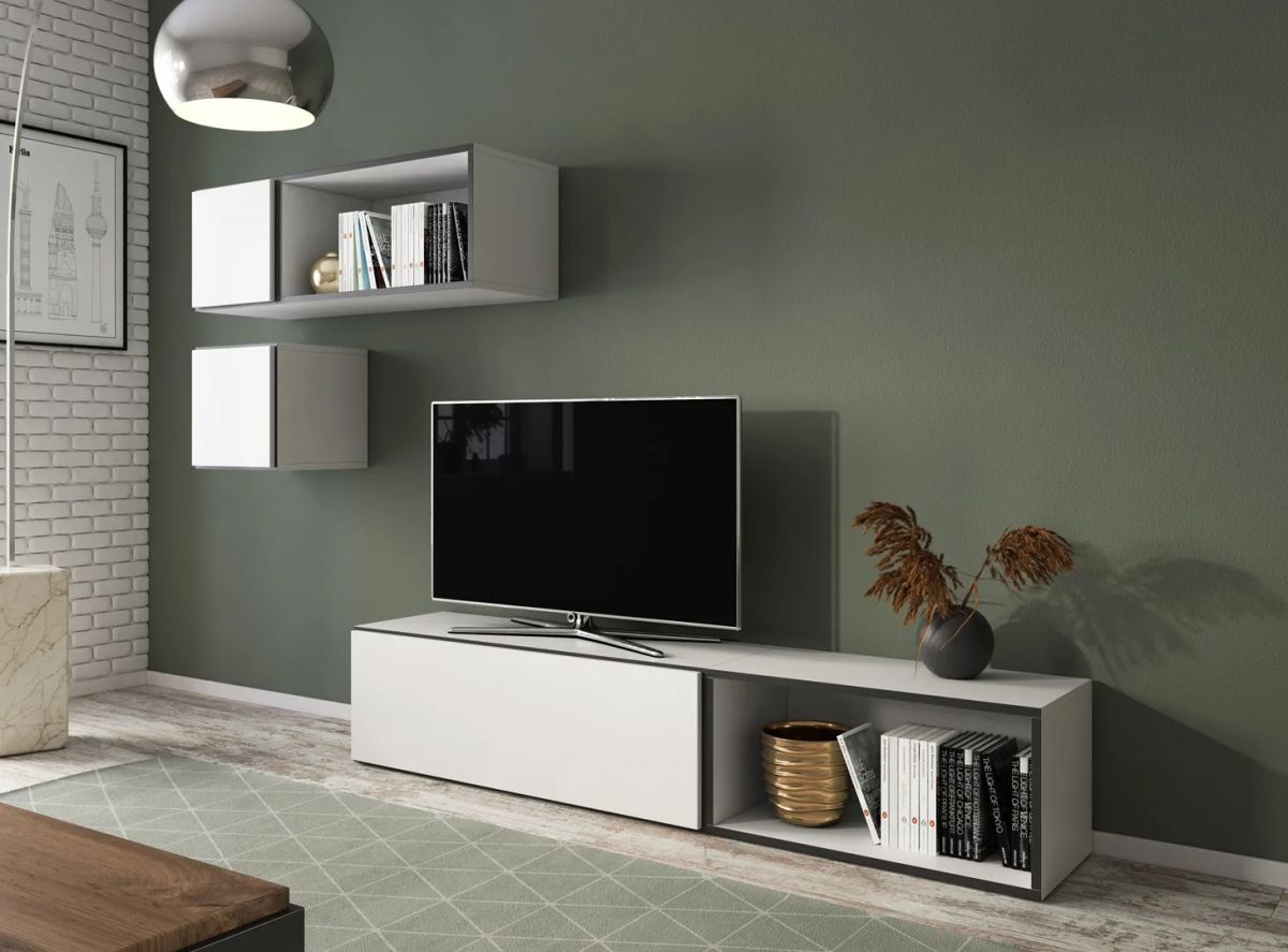Cama living room furniture set ROCO 5 (RO1+2xRO4+2xRO5) white/black/white