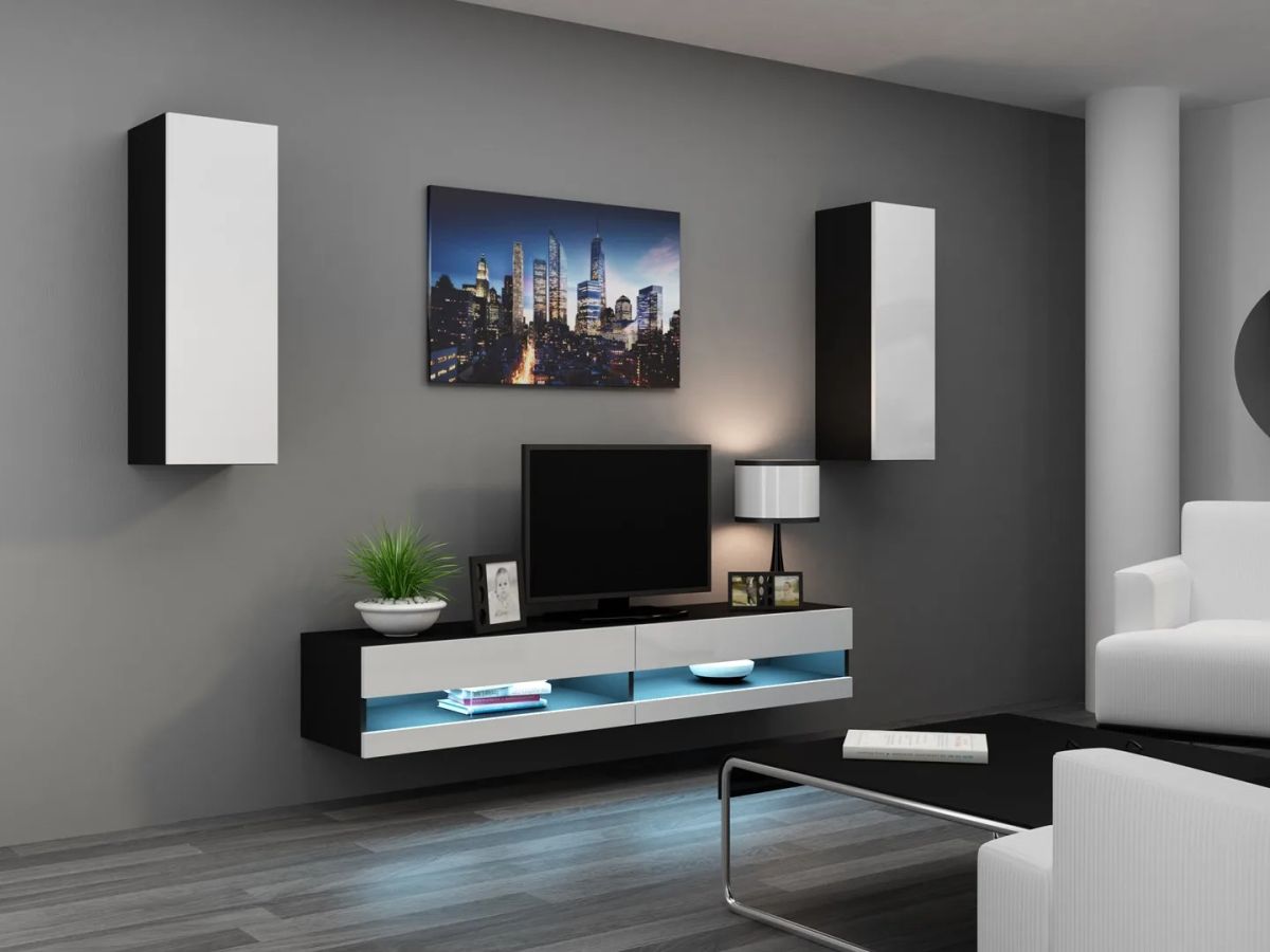 Cama Living room cabinet set VIGO NEW 10 black/white gloss