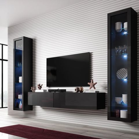 Cama Living room cabinet set VIGO SLANT 6 black/black gloss
