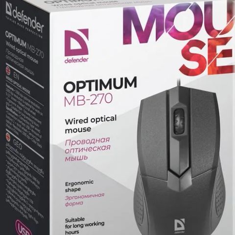 Defender Optimum MB-270 mouse Office Right-hand USB Type-A Optical 1000 DPI