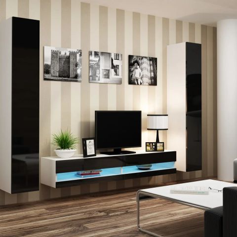 Cama Living room cabinet set VIGO NEW 4 white/black gloss