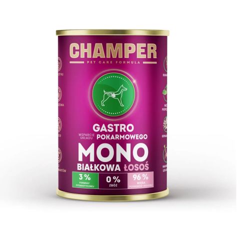 CHAMPER Gastro Monoprotein Salmon - wet dog food - 400g