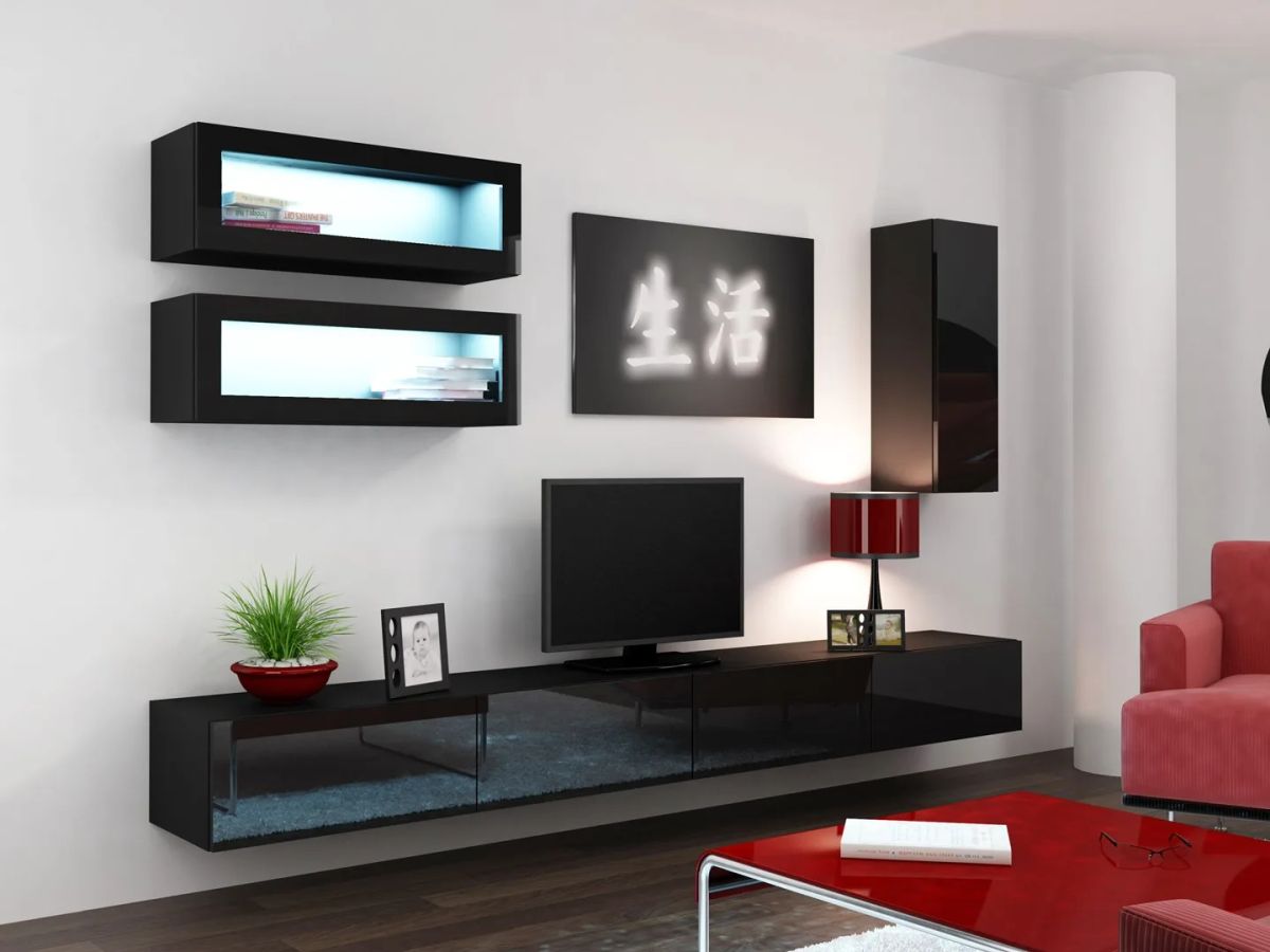 Cama Living room cabinet set VIGO 11 black/black gloss