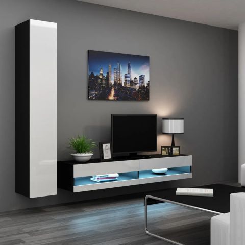 Cama Living room cabinet set VIGO NEW 9 black/white gloss