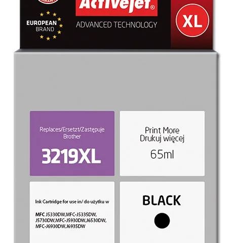 Activejet AB-3219BNX Ink (replacement for Brother LC3219Bk XL; Supreme; 65 ml; black)