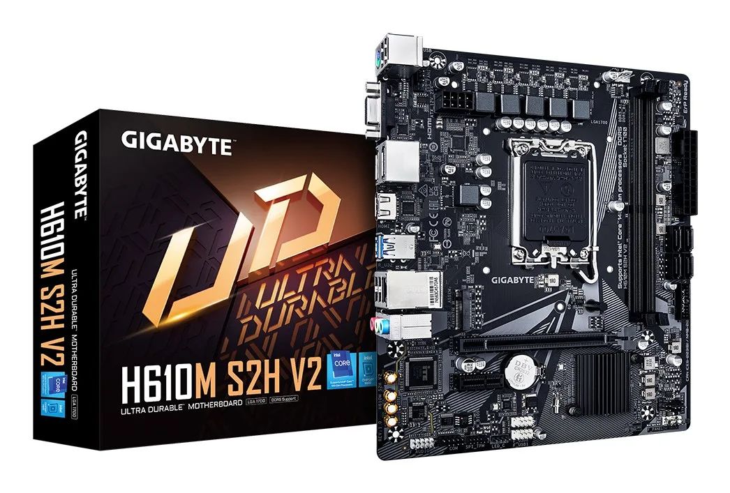 Mainboard|GIGABYTE|Intel H610|LGA1700|Micro-ATX|Memory DDR5|Memory slots 2|1xPCI-Express 3.0 1x|1xPCI-Express 4.0 16x|1xM.2|1x15pin D-sub|1xHDMI|2xDisplayPort|4xUSB 2.0|2xUSB 3.2|1xPS/2|1xRJ45|3xAudio port|H610MS2HV21.0