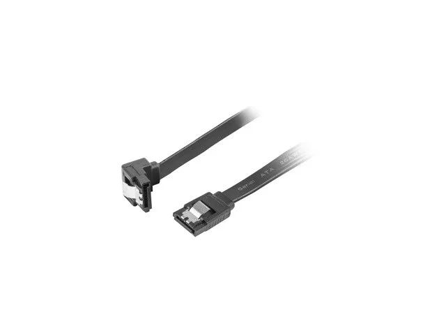 Lanberg SATA Data III (6GB/s) Cable 50CM Angled Metal Clips | CA-SASA-13CU-0050-BK