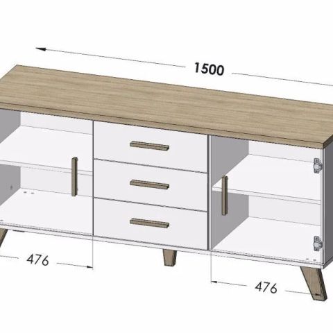 Cama sideboard LOTTA 150 2D3S wotan oak + mat black