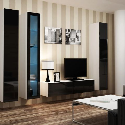 Cama Living room cabinet set VIGO 15 white/black gloss