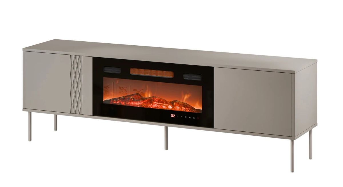 Cama RTV cabinet EF + fireplace black TRESSE 180x40x54.5 cashmere matt