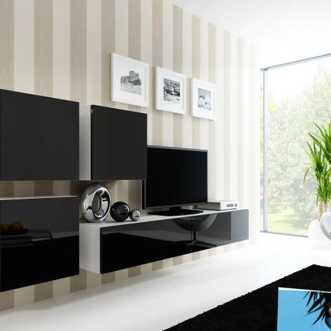 Cama Living room cabinet set VIGO 23 white/black gloss