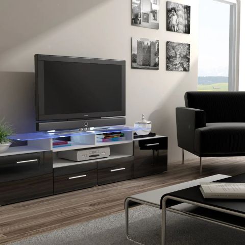 Cama TV stand EVORA 200 white/black gloss