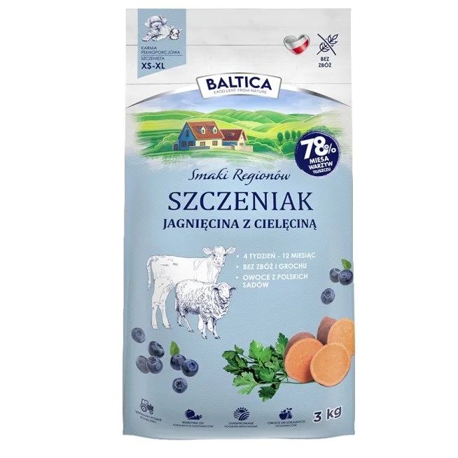 BALTICA Smaki regionów Junior Lamb with veal - dry dog food - 3kg