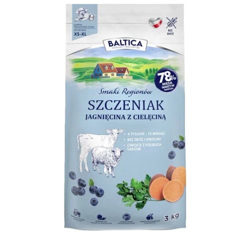 BALTICA Smaki regionów Junior Lamb with veal - dry dog food - 3kg