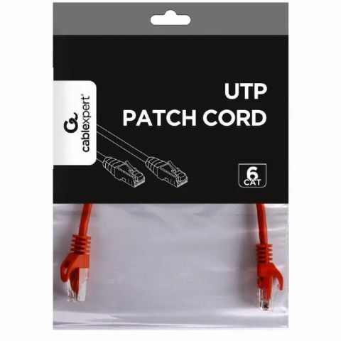 PATCH CABLE CAT6 UTP 0.25M/RED PP6U-0.25M/R GEMBIRD