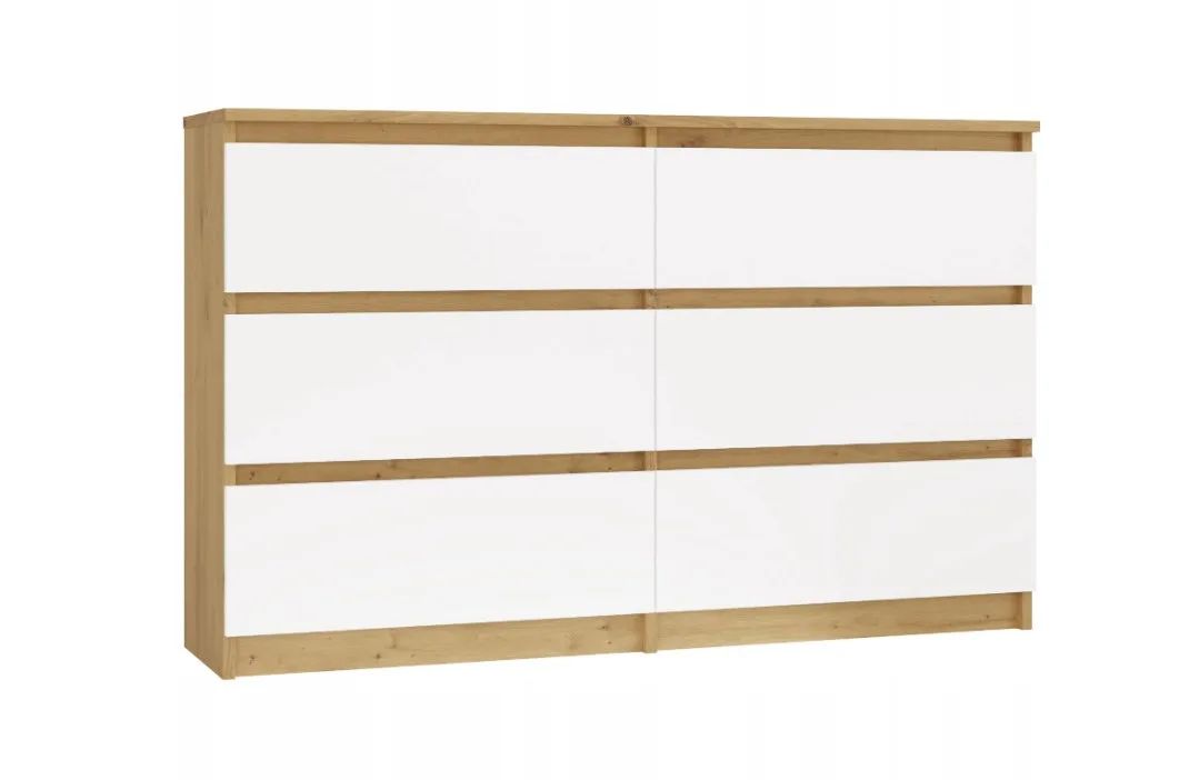 M6 MALWA CHEST OF DRAWERS 120 CM 6 DRAWERS OAK ARTISAN/WHITE
