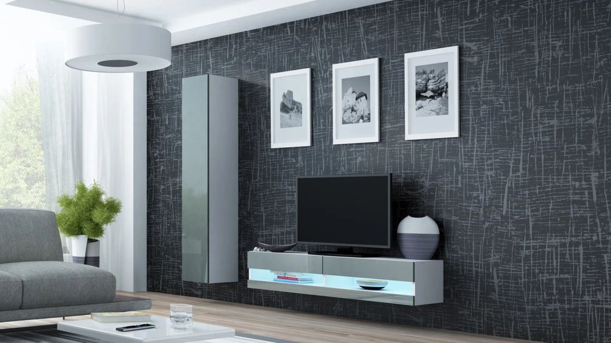 Cama Living room cabinet set VIGO NEW 13 white/grey gloss