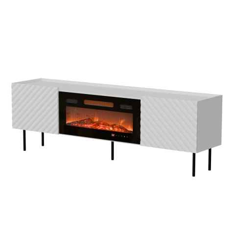 Cama LUCCA TV cabinet 180x40x59 white + black fireplace