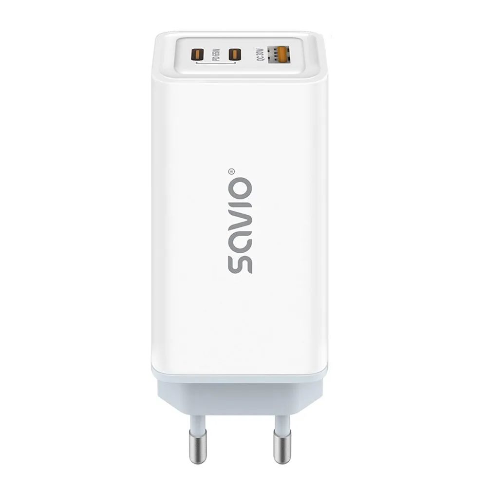 SAVIO LA-07 GaN 65W mains charger, USB, QC4.0+, PD 3.0, White