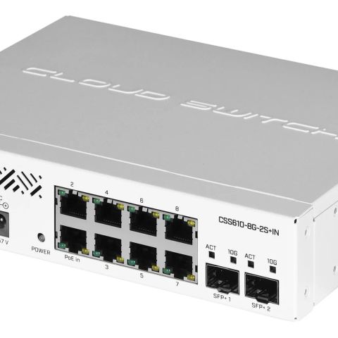 Switch|MIKROTIK|CSS610-8G-2S+IN|Desktop/pedestal|8x10Base-T / 100Base-TX / 1000Base-T|2xSFP+|CSS610-8G-2S+IN