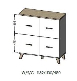 Cama sideboard LOTTA 110 4D white + sonoma oak
